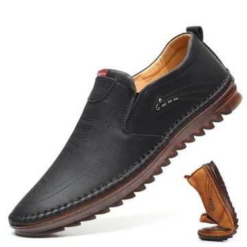 Buty męskie skórzane casual PÓŁBUTY MOKASYNY MĘSKIE SKÓRA