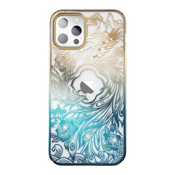 Etui Kingxbar Phoenix Full Swarovski Apple iPhone 14 Plus / 15 Plus złoto-n