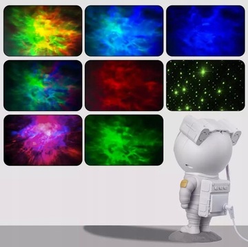 PROJEKTOR GWIAZD NIEBA LED RGB LAMPKA NOCNA ASTRONAUTA DLA DZIECKA AK235A