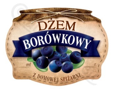 DŻEM BORÓWKOWY - Etykieta na słoik, naklejka