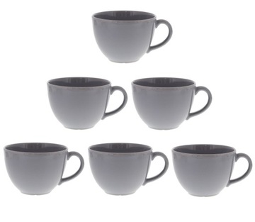 ZESTAW 6 x KUBEK FILIŻANKA 500ml MISKA SZARY