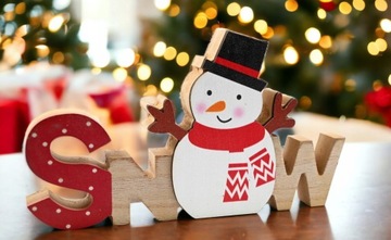 ДЕРЕВЯННАЯ ФИГУРКА СНЕГОВИКА РОЖДЕСТВЕНСКИЙ ОРНАМЕНТ УКРАШЕНИЕ ДОМА СТОЛЫ ШКАФЫ