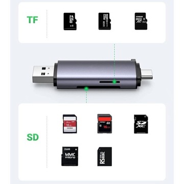 Устройство чтения карт SD microSD TF 2 в 1 USB 3.0 USB-C 5 Гбит/с