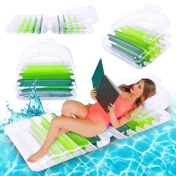 FOTEL MATERAC POMPOWANY DMUCHANY DO PŁYWANIA BASEN SIESTA-GREEN 2w1 180x79