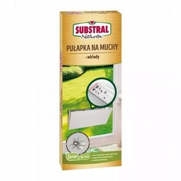 PUŁAPKA NA MUCHY SUBSTRAL NATURAL 3szt. +6 wkładów