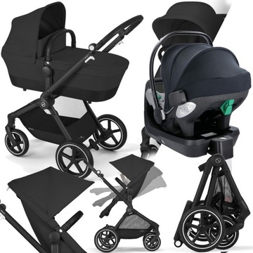WÓZEK CYBEX 4W1 EOS LUX BLK MOON BLACK I AVIONAUT PIXEL PRO 2.0 C BAZA IQ