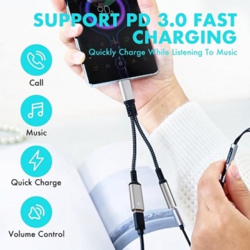 Переходник с USB-C на 3,5-мм разъем + USB-C