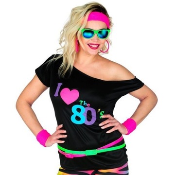 KOSZULKA KOCHAM LATA 80 DISCO CZARNA I LOVE L/XL