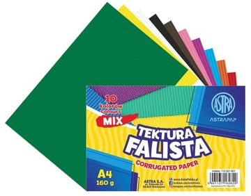 TEKTURA FALISTA A4/10 kolorów 160g ZESTAW MIX