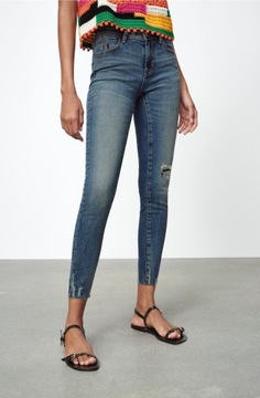 Zara MID RISE SKINNY JEANS Jeansy z dziurami ze średnim stanem damskie 40 L