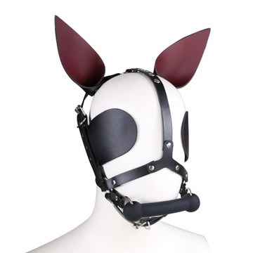 Maska BDSM Sex Gadżet Kaptur ze skóry bydlęcej z twarzą osła kulek mowy