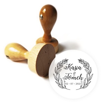 Pieczątka stempel ślubny drewniany