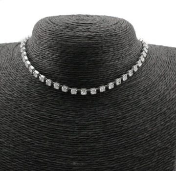 NASZYJINK SREBRNY CHOKER CYRKONIE