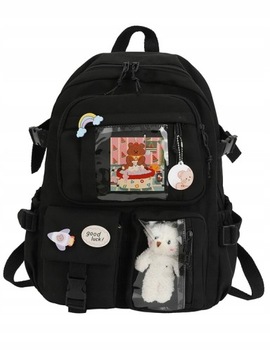 ЗЕЛЕНЫЙ школьный рюкзак для 1–3 классов с булавками в виде плюшевого мишки