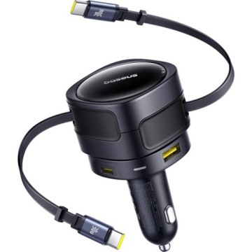 Baseus nabíječka automobilová Pd 2x Usb 90W černý kabel
