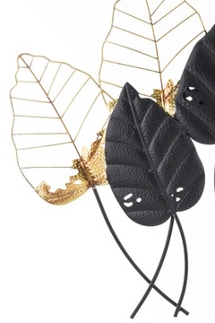 МЕТАЛЛИЧЕСКОЕ УКРАШЕНИЕ НА СТЕНУ ЗОЛОТО ЧЕРНЫЕ ЛИСТЬЯ