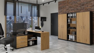 ПОЛКА ДЛЯ ОФИСА ГОСТИНАЯ OLIV 2D ДУБ РЕМЕСЛЕННЫЙ АНТРАЦИТ