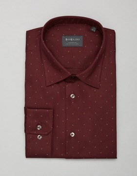 Wzorzysta koszula męska calimera 00399 bordo classic fit 176/182 48