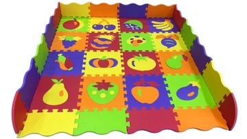 Super Gruba Mata Piankowa Z Puzzlami Owoce XXL