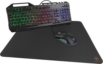 Zestaw KLAWIATURA MYSZ PODKŁADKA Deltaco czarny RGB