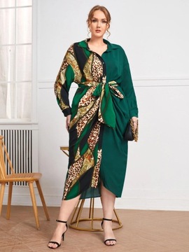 C244 Zielona Sukienka Koszulowa Shein Curve 2XL