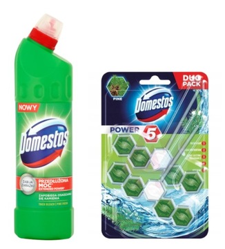 DOMESTOS PINE ŻEL DO WC 750ml + ZAWIESZKA 2xP5