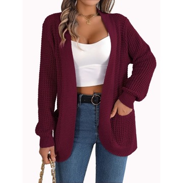 Elegancka Dzianinowa Marynarka Z Kieszeniami Na Casual Outfit