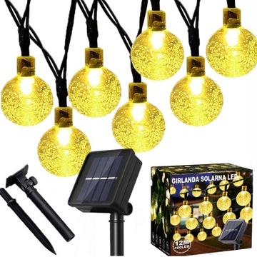 LAMPKI SOLARNE OGRODOWE GIRLANDA OZDOBA TARAS ZEWNĘTRZNE 12M 100LED