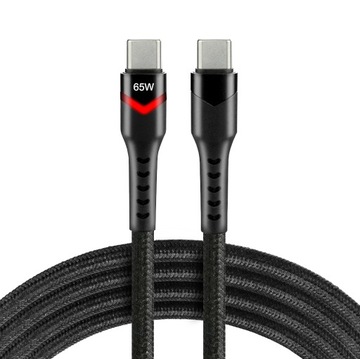 Mocny szybki kabel przewód USB-C PD RGB LED 3A 60W everActive CBB-1PDR 1m