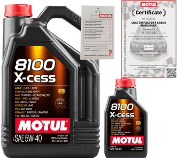 MOTUL 8100 X-CESS 5W40 A3/B4 6L PSA B71 2296 RN0710/ RN0700 + ZAWIESZKA