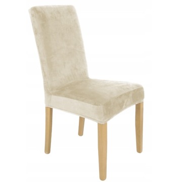 4 SZT POKROWIEC NA KRZESŁO ELASTYCZNY WELUR KASZMIROWY BEŻ GRUBY UNIWERSALN