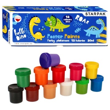 STARPAK FARBY PLAKATOWE 12 KOLORÓW 20ml DINO