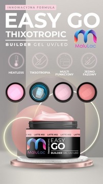 MaluLac EasyGo CLEAR гель для наращивания ногтей 45г