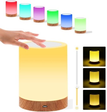 Bezprzewodowa Lampka Nocna Kolory Dotykowa Lampa RGB dla dzieci turystyczna