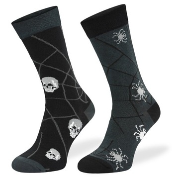 Kolorowe skarpetki w PAJĄKI I CZASZKI na HALOWEEN