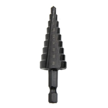 Wiertło stożkowe stopniowe choinkowe 4-20 mm HSS HEX 1/4