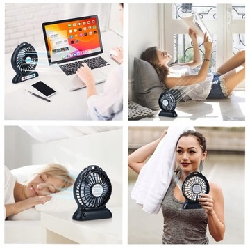 WIATRAK WENTYLATOR BIUROWY USB AKUMULATOR PRZENOŚNY NA BIURKO CICHY SOLIDNY