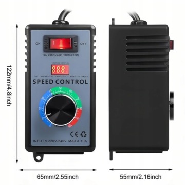 Регулятор скорости вращения двигателя в корпусе с розеткой 2400 Вт 230 В