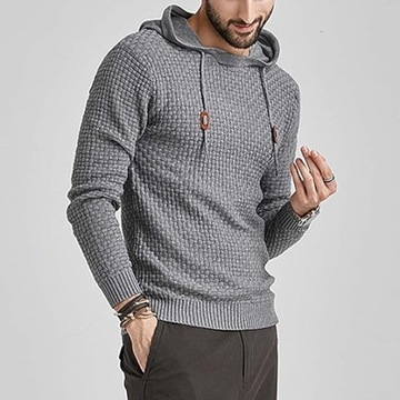 Sweter męski z kapturem z długim rękawem Elegancka bluza sportowa szary S