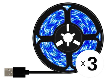 TAŚMA LED 1M USB PODŚWIETLENIE MEBLI TELEWIZORA x3