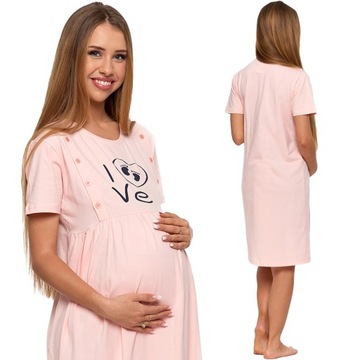 Moraj Ciążowa Koszula Nocna do karmienia Bawełniana 3800-001 Pink S