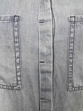 Promod S 34 damska koszula jeans jeansowa z haftem przy kołnierzyku