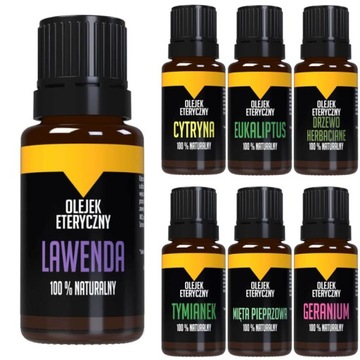 Olejki Eteryczne do Prania Lawenda Eukaliptus Geranium Cytryna Zestaw 7 szt