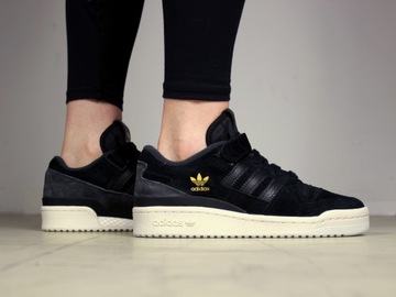 buty damskie Adidas Forum Low SKÓRA sneakersy CZARNE trampki skórzane