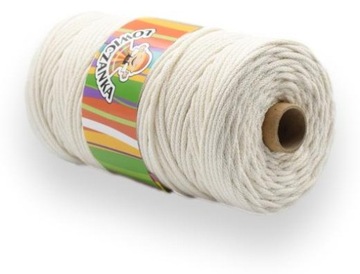 Sznurek Bawełniany z RDZENIEM 3mm 200mb ECRU