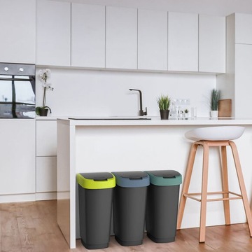 МУСОРНЫЕ КОНДЕРЫ ROTHO ДЛЯ СЕГРЕГАЦИИ МУСОРОВ НАБОР ИЗ 3-Х НЕБЕСНО-ЗЕЛЕНЫХ ЖЕЛТЫХ ПРЕДМЕТОВ