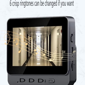 DZWONEK BEZPRZEWODOWY KAMERA WIDEO DOMOFON WIFI HD IP65 CZARNY + MONITOR