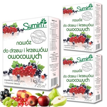 Nawóz Do Drzew i Krzewów Owocowych Porzeczka Agrest Wiśnia Jabłoń Grusza x3