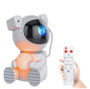 PROJEKTOR GWIAZD Astronauta Lampka Nocna LED z pilotem do salonu