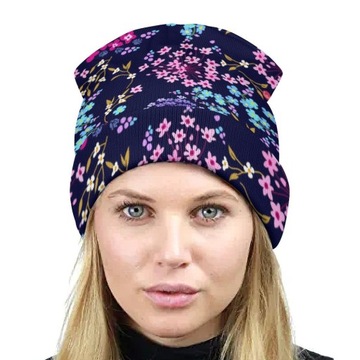 Kolorowy Czapka Zimowa Męska Beanie Wiosna Jesień Damska w Kwiaty